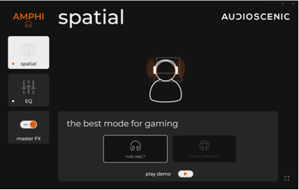 Audioscenic Amphi GUI for Windows (Headphone mode)